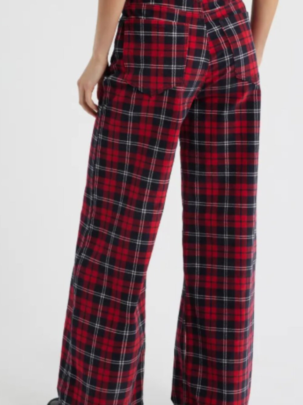 PTCL High Waist Wide Leg Plaid Pants Red Size 28 - Picture 2 of 14